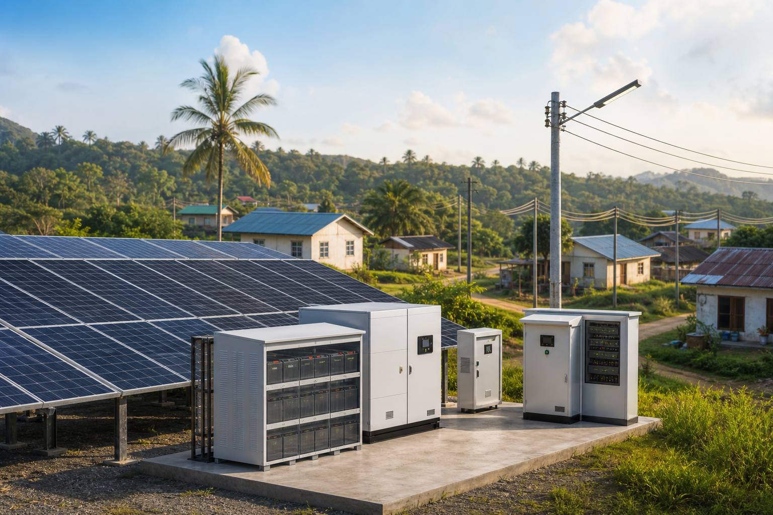Off-grid solar PV system for a community energy hub