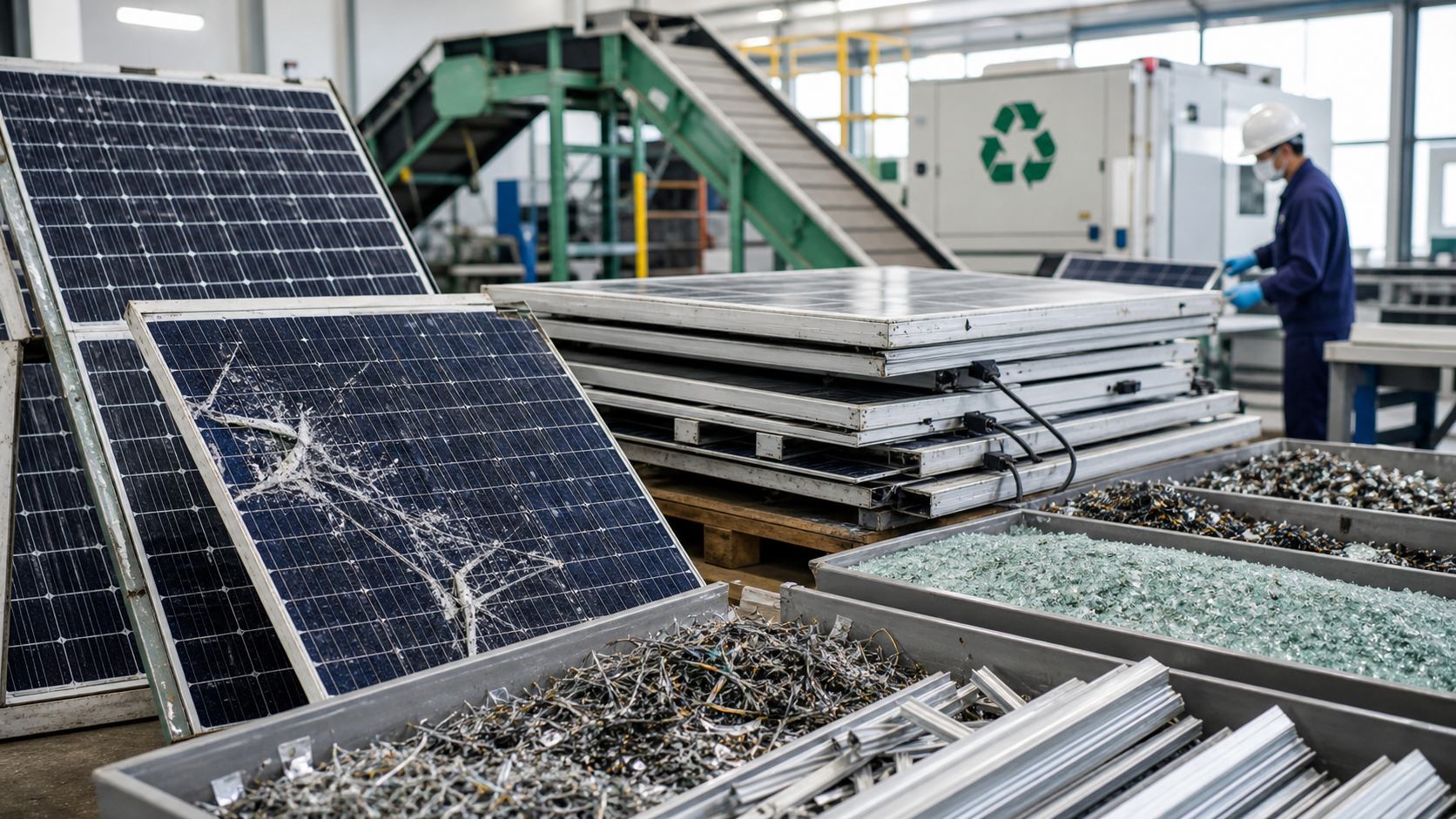 End-of-life solar panels prepared for recycling research